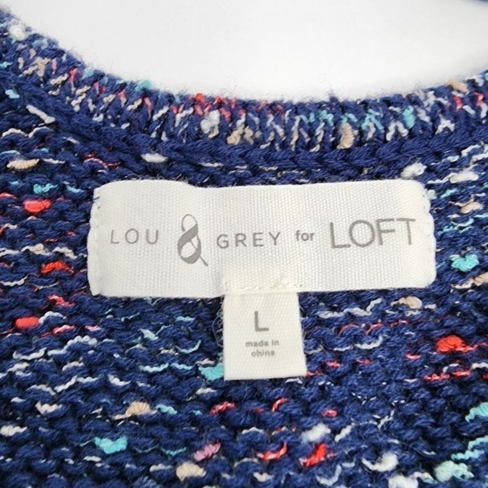 Loft Lou & Grey Tank Women's Large Knit Sweater Sleeveless Top Stripemarl - Picture 4 of 5